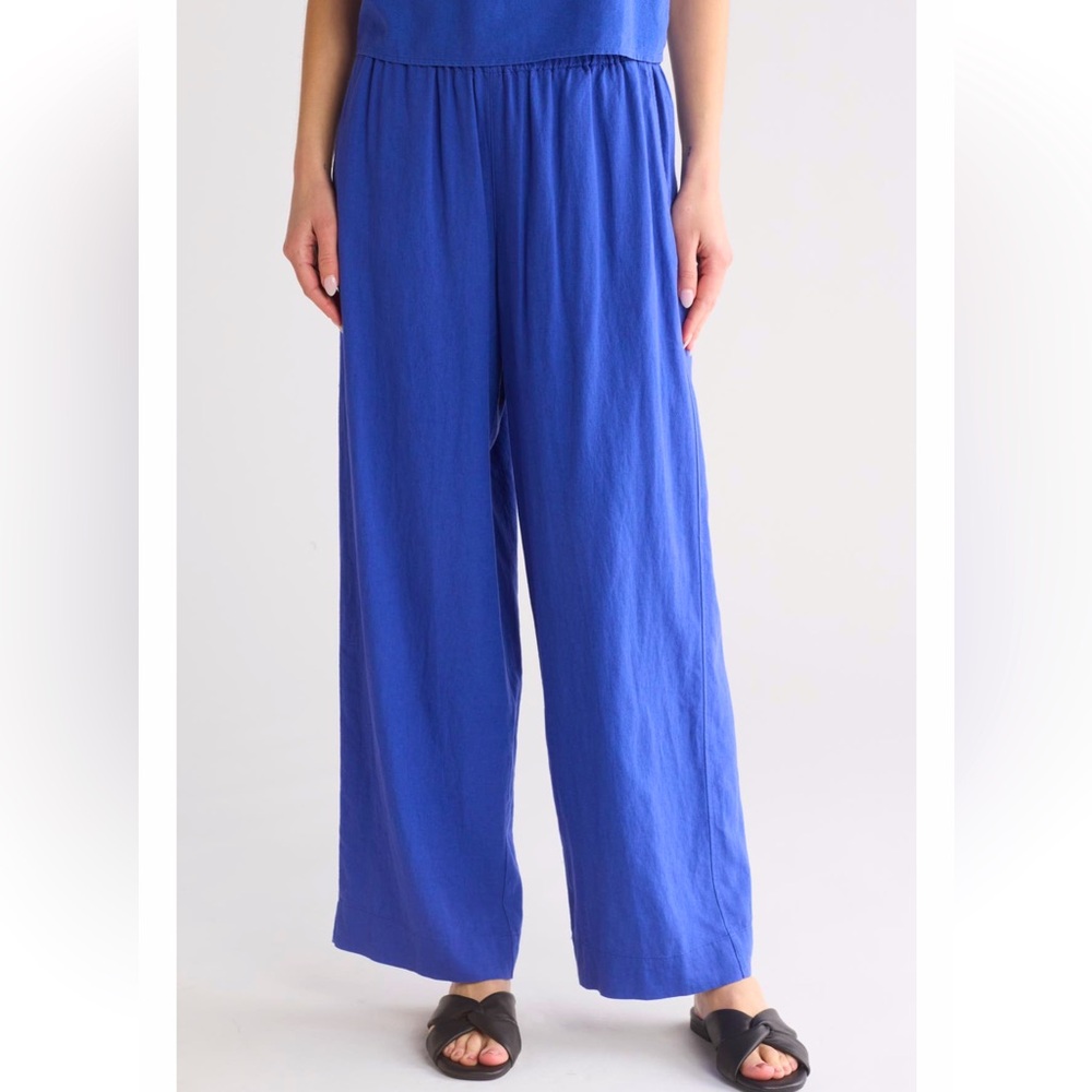 MADEWELL High Waist Linen Wide Leg Pants small stretch waist